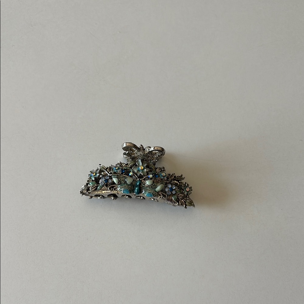 Floral Silver Hair Clip